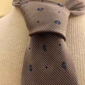 60’s-70’s YSL VINTAGE SILK TWILL NECKTIE WITH FOULARD PAISLEY PRINT